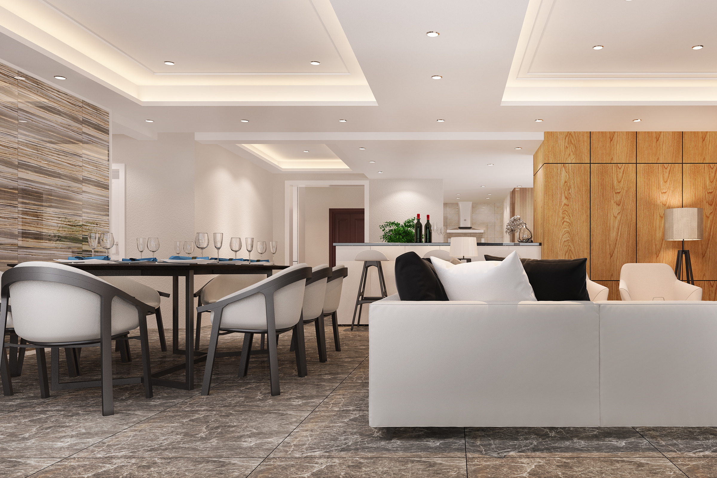 Chandwara rendering modern dining room living room photo